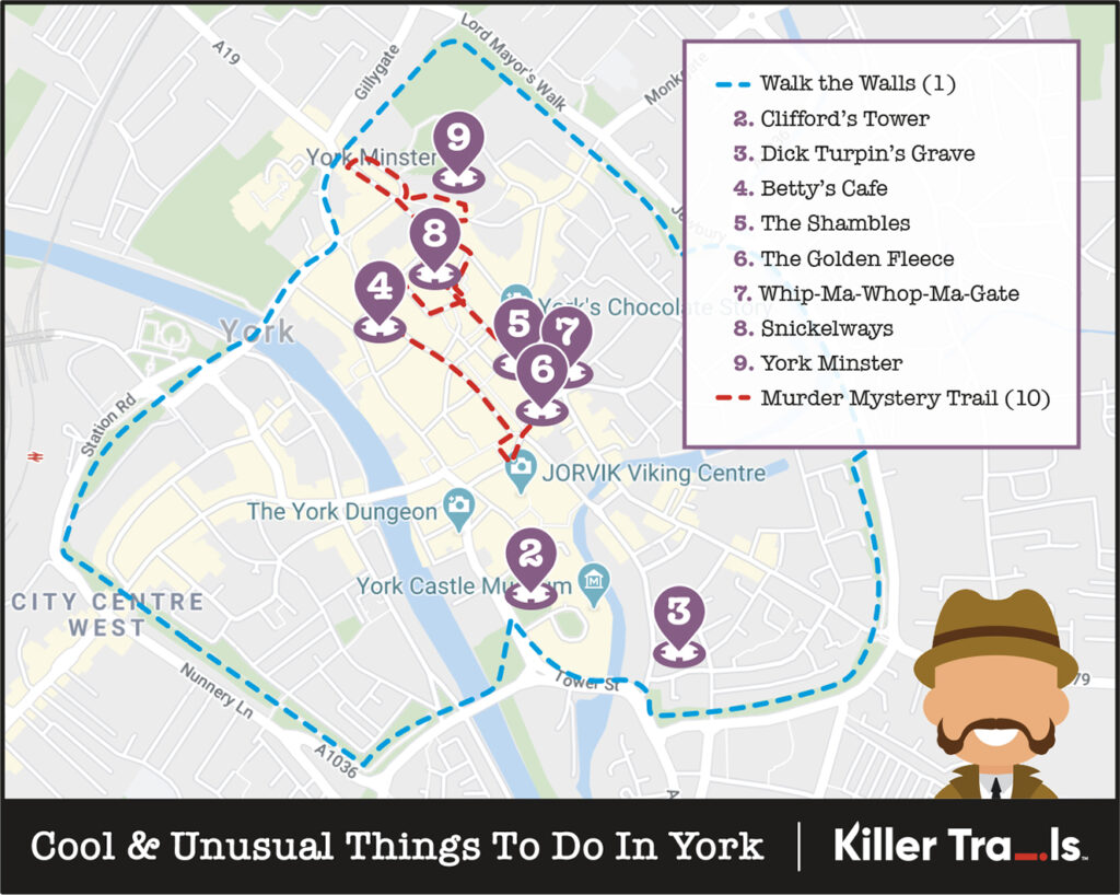 Map of cool things to do in York | Killer Trails