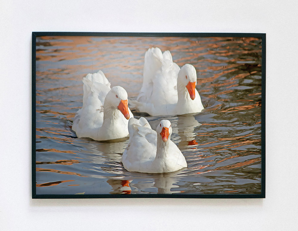 A painting of geese