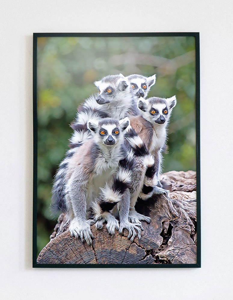 A painting of lemurs
