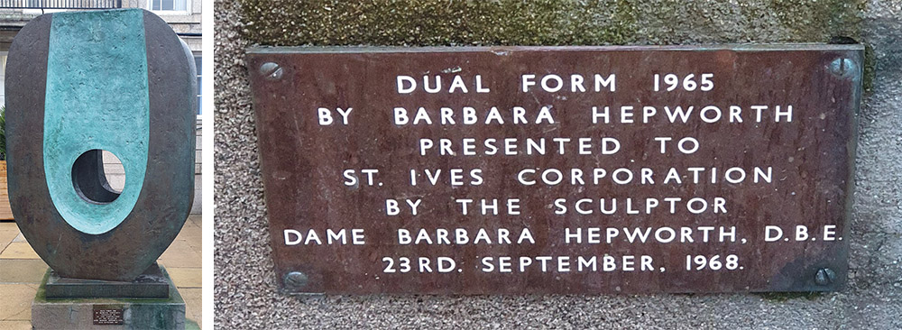 St. Ives trail: Clue 2 sculpture and plaque