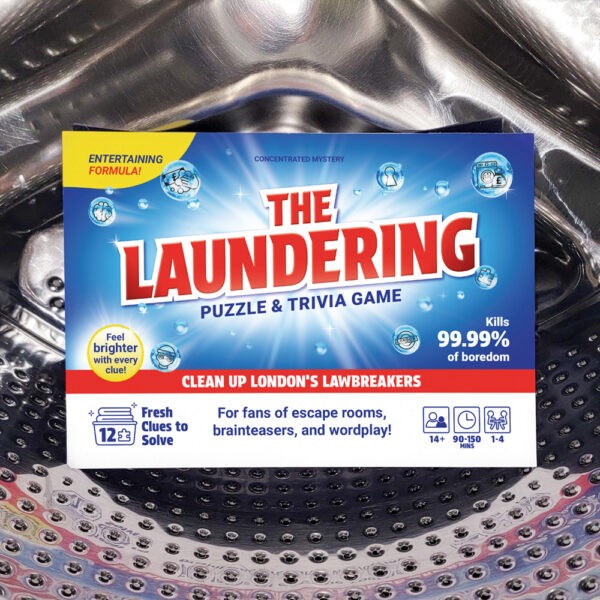 The Laundering — Puzzle & Trivia Game Packaging