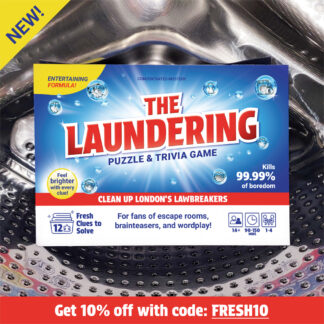 The Laundering — Puzzle & Trivia Game Packaging