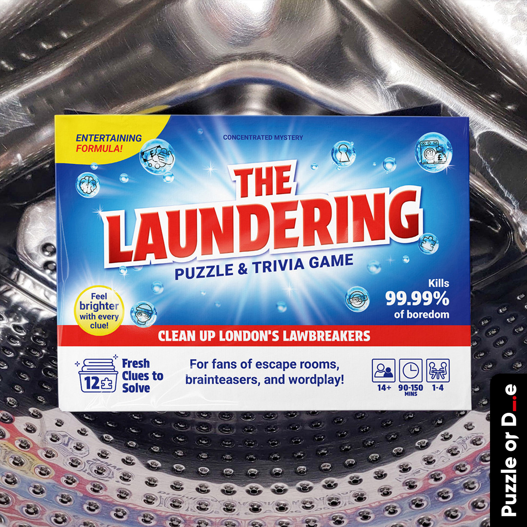 The Laundering — Puzzle & Trivia Game Packaging